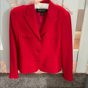 Ellen Tracy Red Tailored Blazer with Notched Lapels